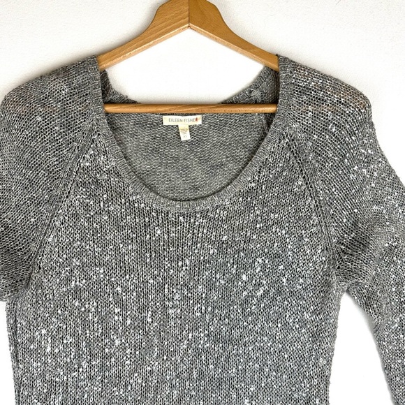 Eileen Fisher Metallic Sweater 3/4 Sleeve Office - Picture 2 of 8